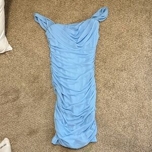 Chic Strapless Light Blue Dress for Women